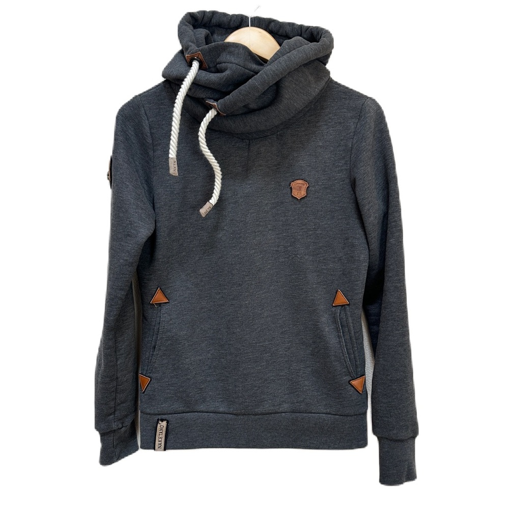 NAKETANO Hooded Hoodie‎ Dark Grey Pullover Sweatshirt Women’s Medium
